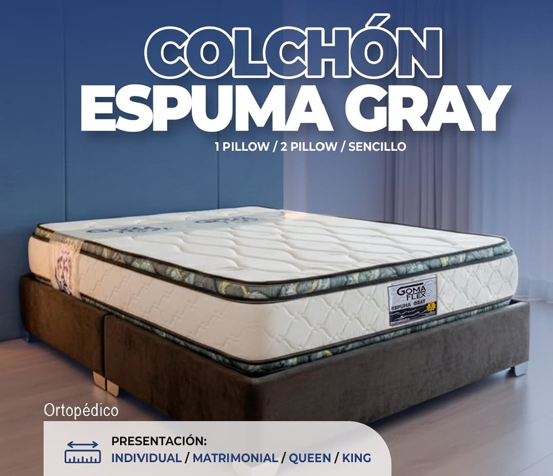 Colchon Goma grey  matrimonial 1 pillow 