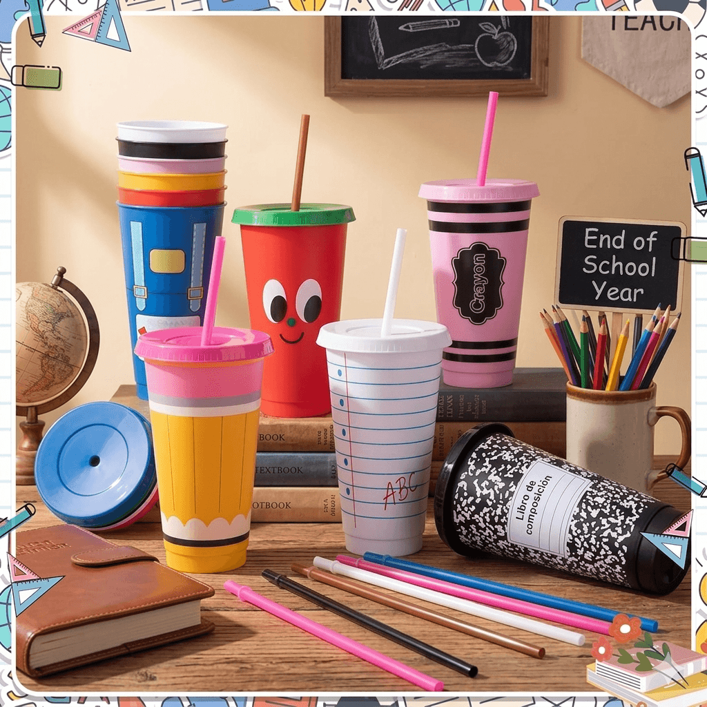 Tumbler Temático 'School Life' de Plástico Duradero - Personalizable